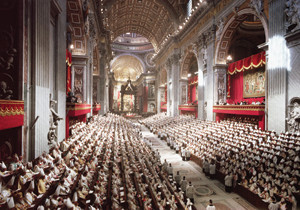 The opening ceremony of Vatican II in St. Peter’s Basilica,1962. 
