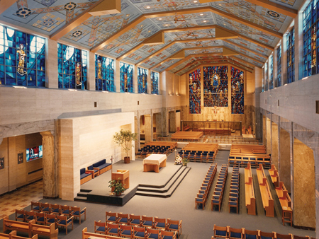 OUR LADY QUEEN OF PEACE Chapel, built in 1961, is the main chapel of the Sisters of St. Francis of Sylvania, Ohio