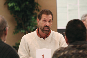 Padre Guy Blair, S.C.J. talking to fellow priests