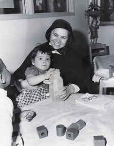 Sister and children at the New York Foundling Hospital in the late 1950s.