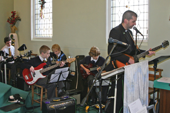 Brother James plays with a school worship band. Even before he became a brother, music was a major part of his life.