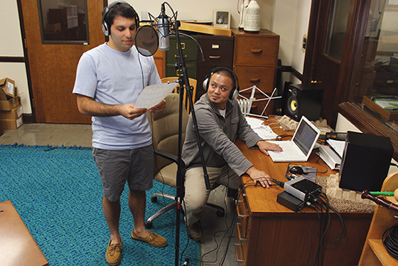Brother Dave Deradoorian, 26 (below, left) “first met the brothers in high school . . . and saw them as a dedicated and energetic group of men living, sharing, and praying together.” Here he and Brother Patrick Martin spend some time producing music in their studio. Before entering the De La Salle Christian Brothers, Martin, 35, was a special education teacher.