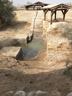 The Jordan River at Bethany Beyond the Jordan, where John the Baptist baptized Jesus. 
