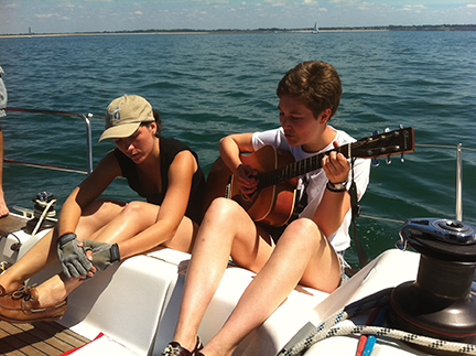 Participants on a vocation sailing retreat bond. 