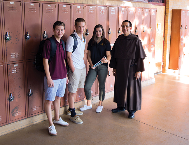 Henson meets with students at Salpointe High School in Tucson, Arizona.