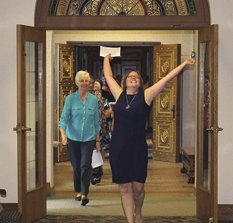 Sister Julia Walsh, F.S.P.A. celebrates her new status in the community as a “final-vowed” sister. 