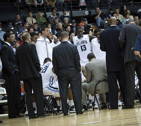 Hagan (second from left) at a Villanova basketball game. 