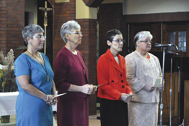 Pellegrino served on her community’s leadership team, pictured here during the team’s installation ceremony. 