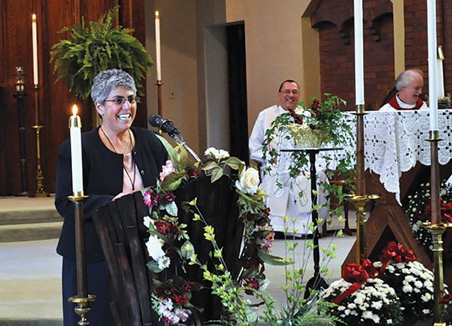Pellegrino offers reflections at a liturgy celebrating the jubilee, or community-entrance anniversary, of one of her community members.