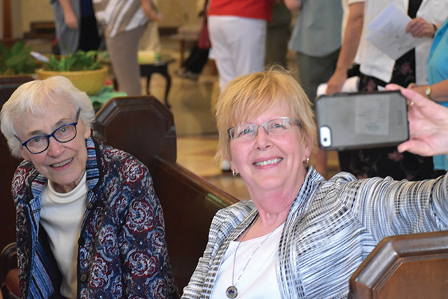 Sister Maxine Kollasch, I.H.M. (right), of anunslife.org takes a selfie with Sister Kathleen Koch, I.H.M. 