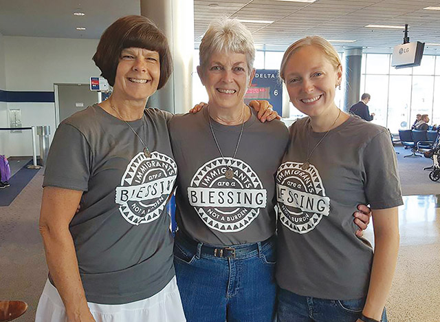 Sister Tracy Kemme, S.C. with two members of her community, Sister Andrea Koverman, S.C. (left) and Sister Louise Lears, S.C. (center).