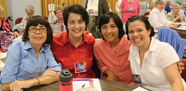 Sister Karina Conrad, second from left, with a group of her sisters at the annual assembly of the Sisters of Divine Providence.