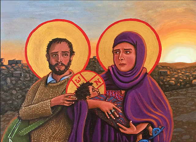 Refugees: The Holy Family, a modern icon by Kelly Latimore.