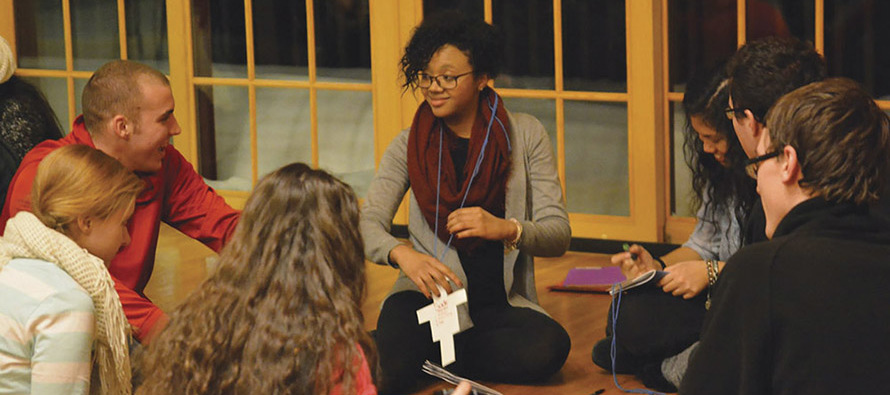 Young adults at a prayer group