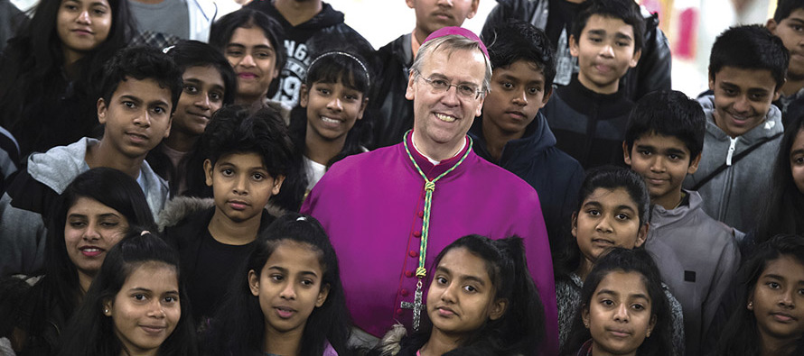 Bishop Nicholas Hudson at a Way of Mercy World Youth Day celebration in Westminster Cathedral, London.