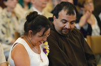 Friar Vito Martinez, O.F.M.Cap. shares a smile with his mother, Guadalupe Martinez, at his final vows ceremony