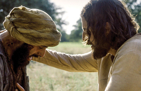 Jesus heals a leper in a scene from The Chosen. 