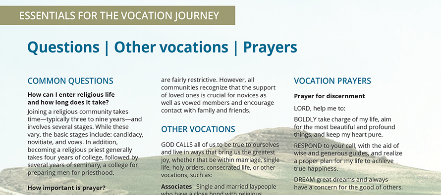 Vocation Basics: Essentials for the vocation journey | VISION Vocation  Network for Catholic Religious Life & Priesthood | English